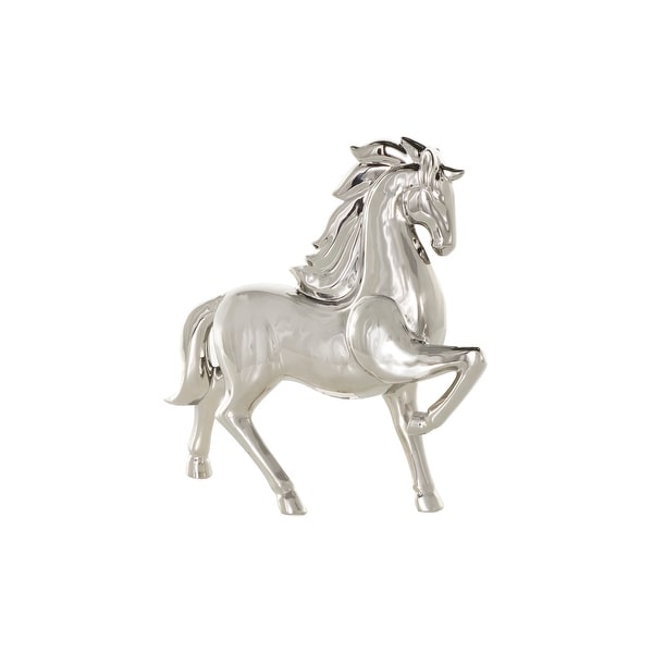 Prancing Horse Sculpture, Ceramic, Glam, Gold/Silver, Shiny - Bed