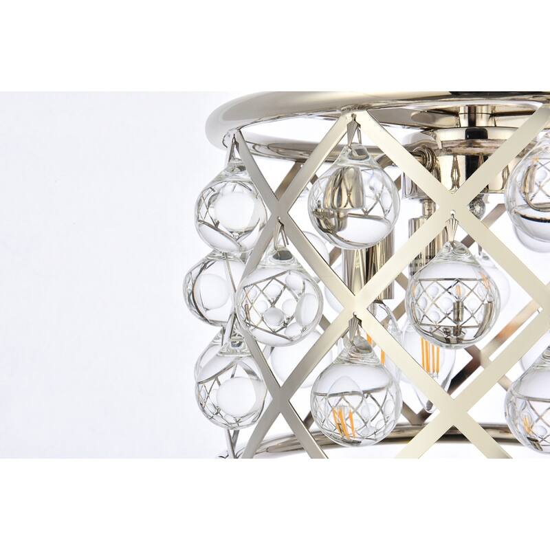 Royce Edge 3-Light Polished Nickel Pendant - polished nickel (royal cut clear crystals)