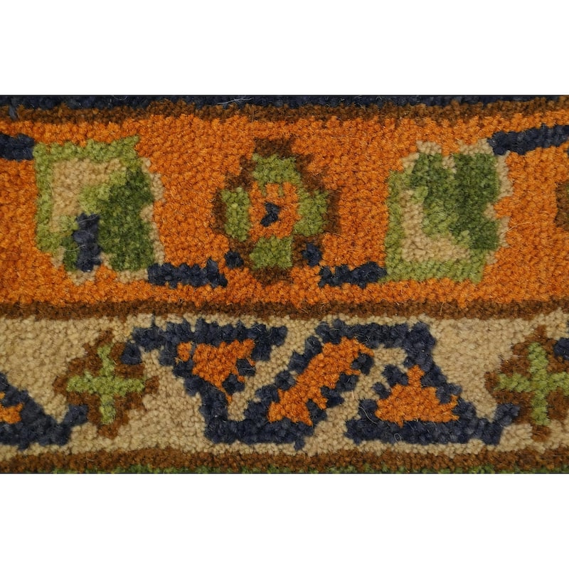 Hand Knotted Oriental 100% Wool Carpet Transitional All-Over Green Oushak Area Rug - 14' 10'' X 11' 9''