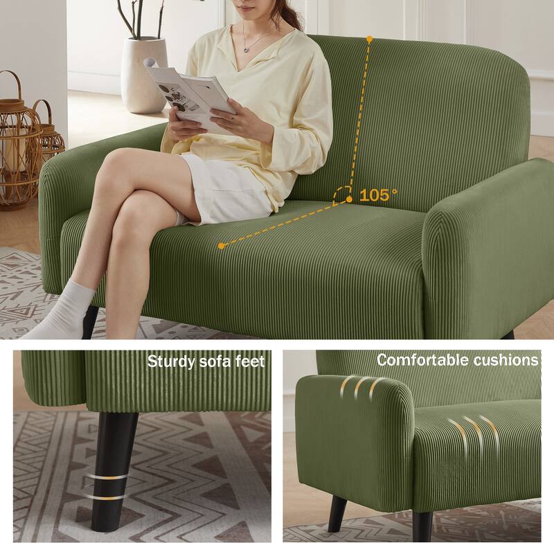 4 Pieces Corduroy Living Room Sets with Sofa, Ottoman and Loveseat