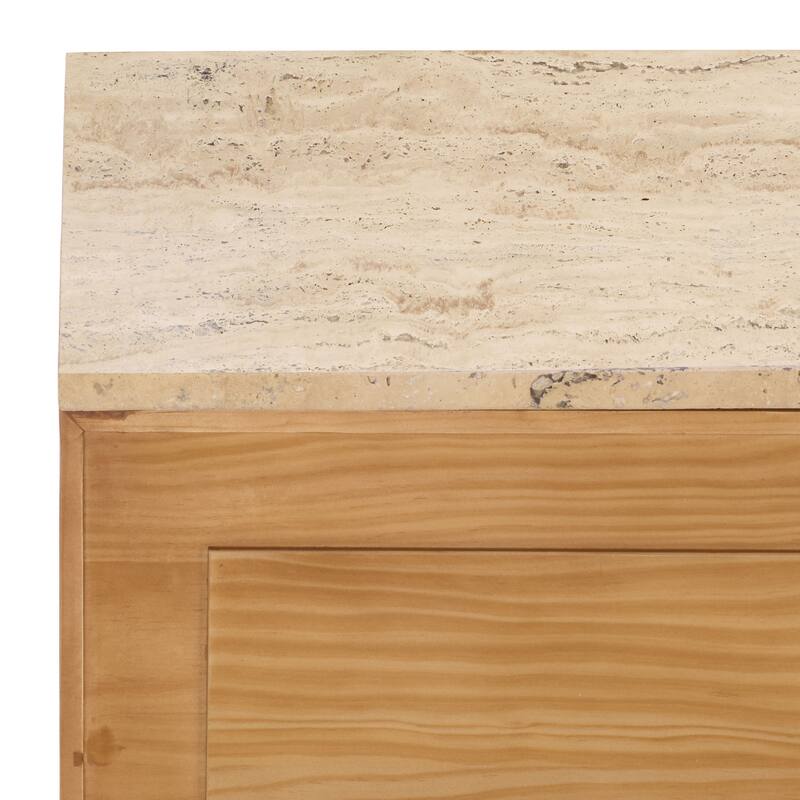 SAFAVIEH Couture Debrianna Travertine Top Sideboard - 62"W x 19"D x 30"H