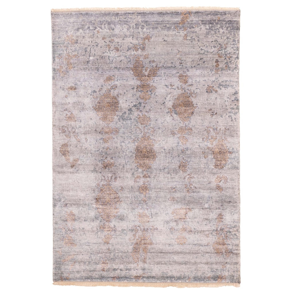 ECARPETGALLERY Hand-knotted Legacy Grey Silk Rug - 5'4 x 7'8