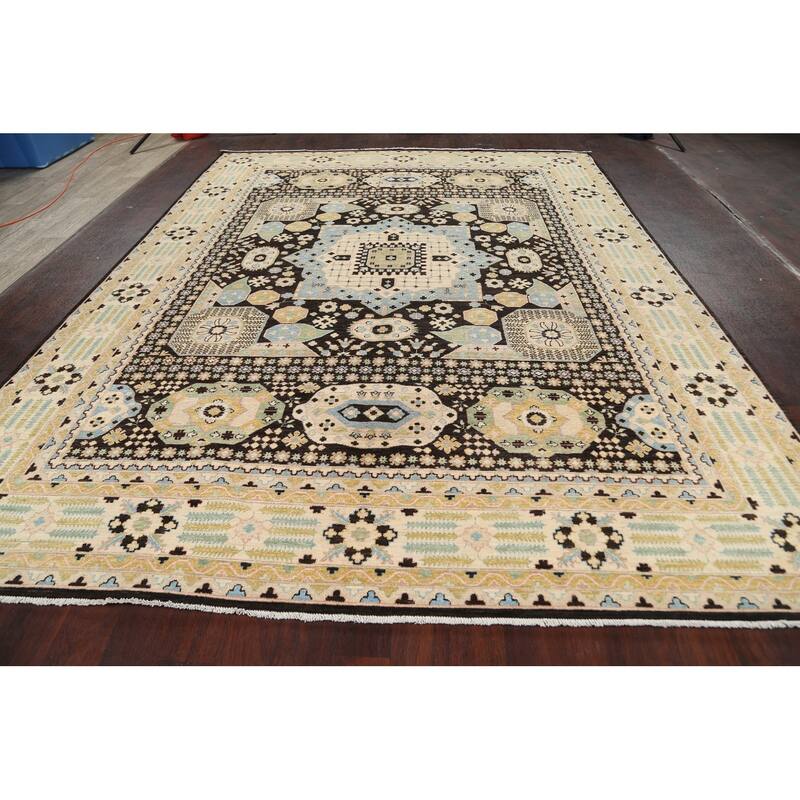 Stunning Geometric Khotan Oriental Area Rug Wool Handmade Carpet - 8'9" x 11'8"