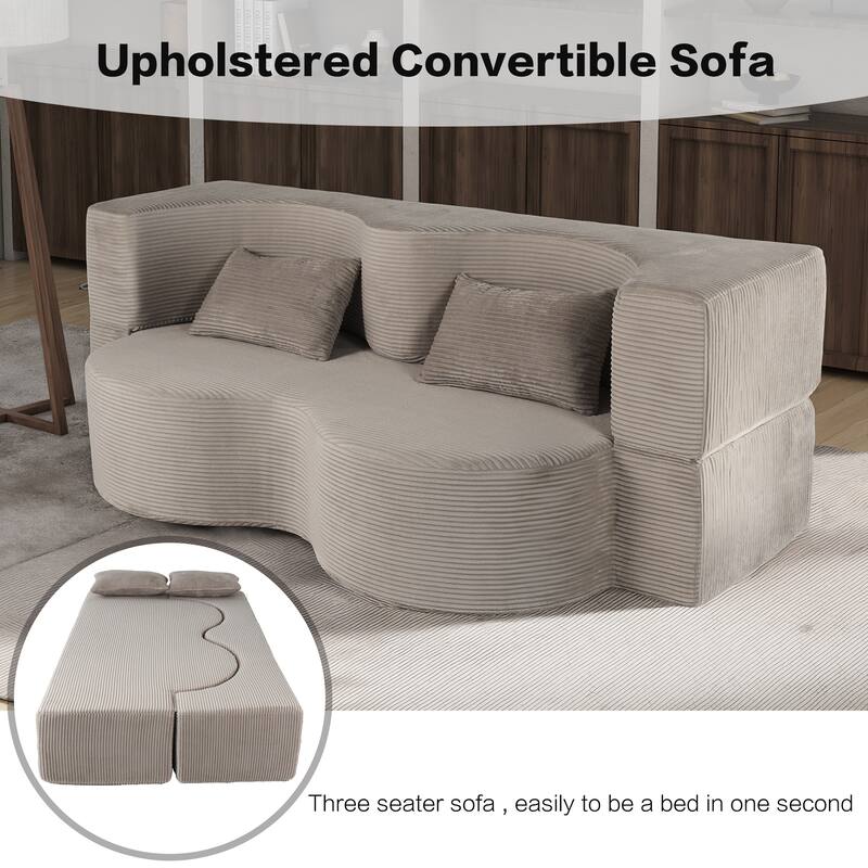 2-in-1 Foldable Sofa Bed,75 Inch Folding Boneless Couch Convertible Compressed Sleeper Sofabed