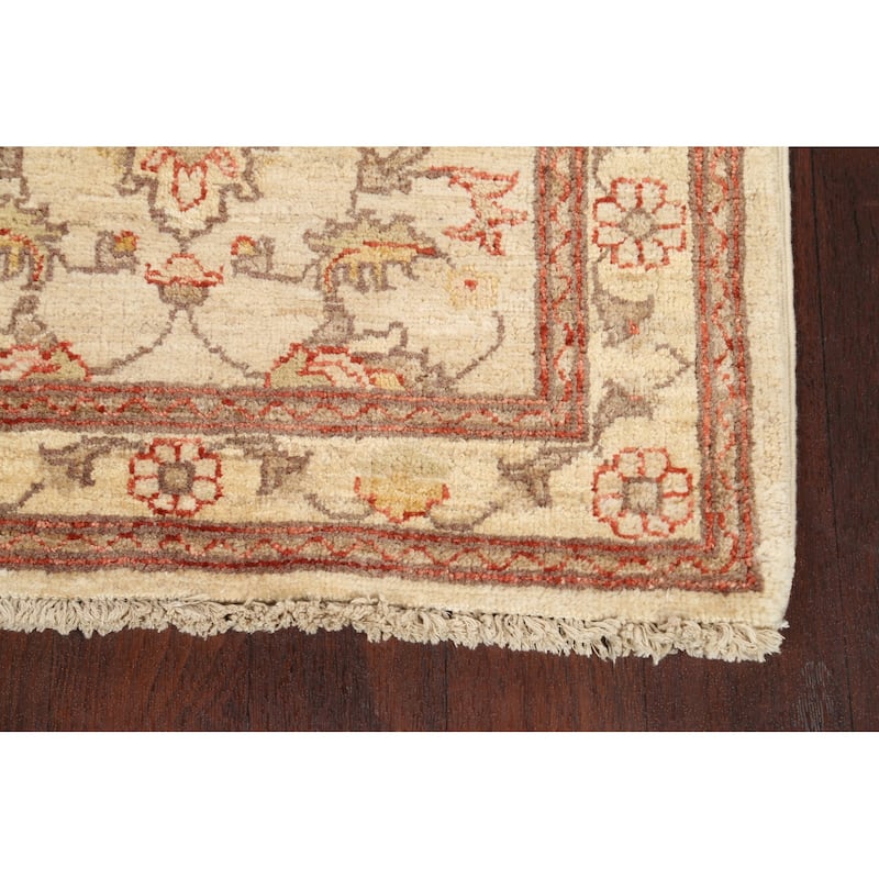 Vegetable Dye Floral Peshawar Oriental Runner Rug Handmade Wool Carpet