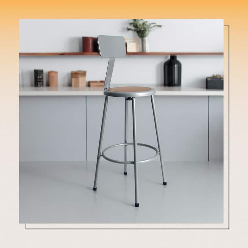 Hampden Furnishings Felix Collection Steel Stool with Backrest, AssemblyReady