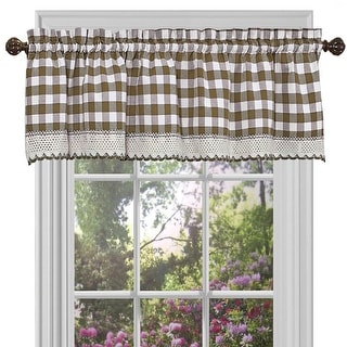Shop Classic Buffalo Check Kitchen Sage White Curtain Set