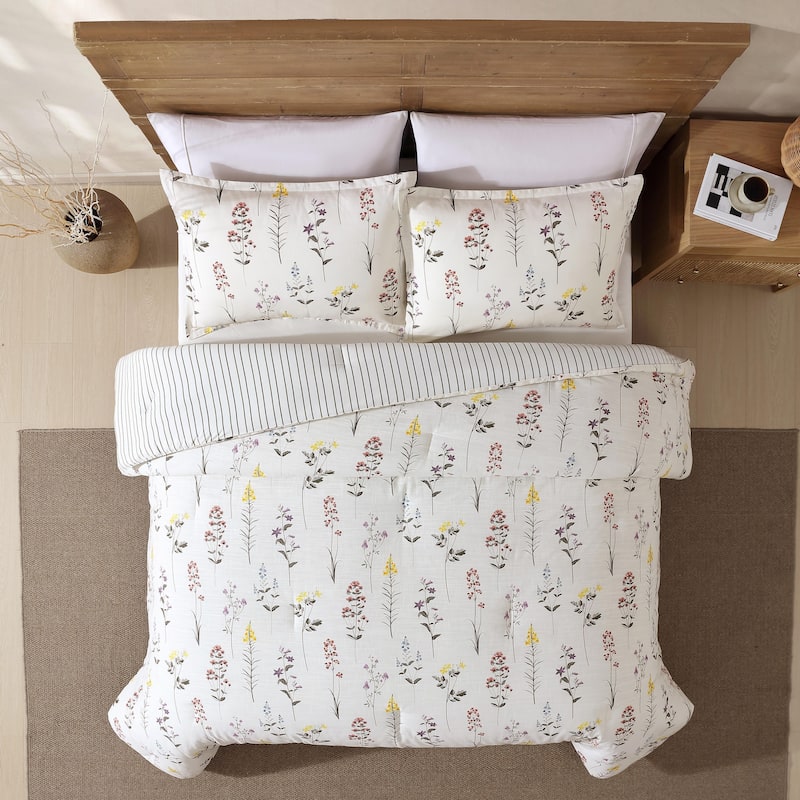 Eddie Bauer Wildflower Cotton Reversible Beige Comforter Set