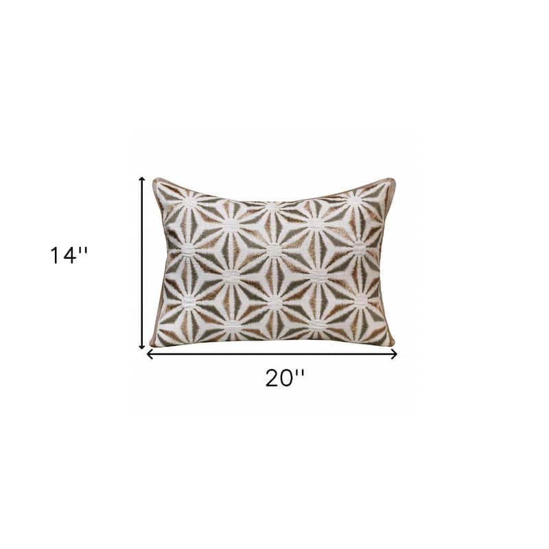 14" X 20" Gray And Copper 100% Cotton Geometric Zippered Pillow