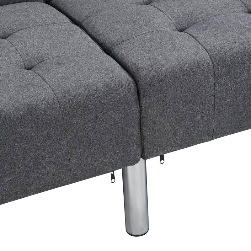 Convertible Folding Dark Grey Linen Sofa Bed for Small Spaces