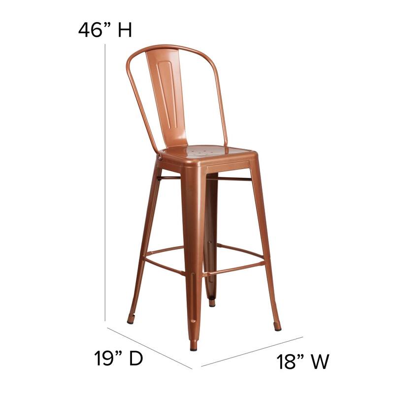 4 Pack 30" High Metal Indoor-Outdoor Barstool with Back - Kitchen Furniture