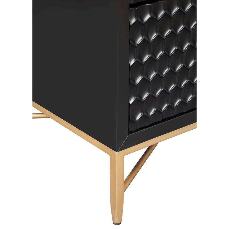 Origins by Alpine Black Pearl Five Drawer Wood Chest in Black