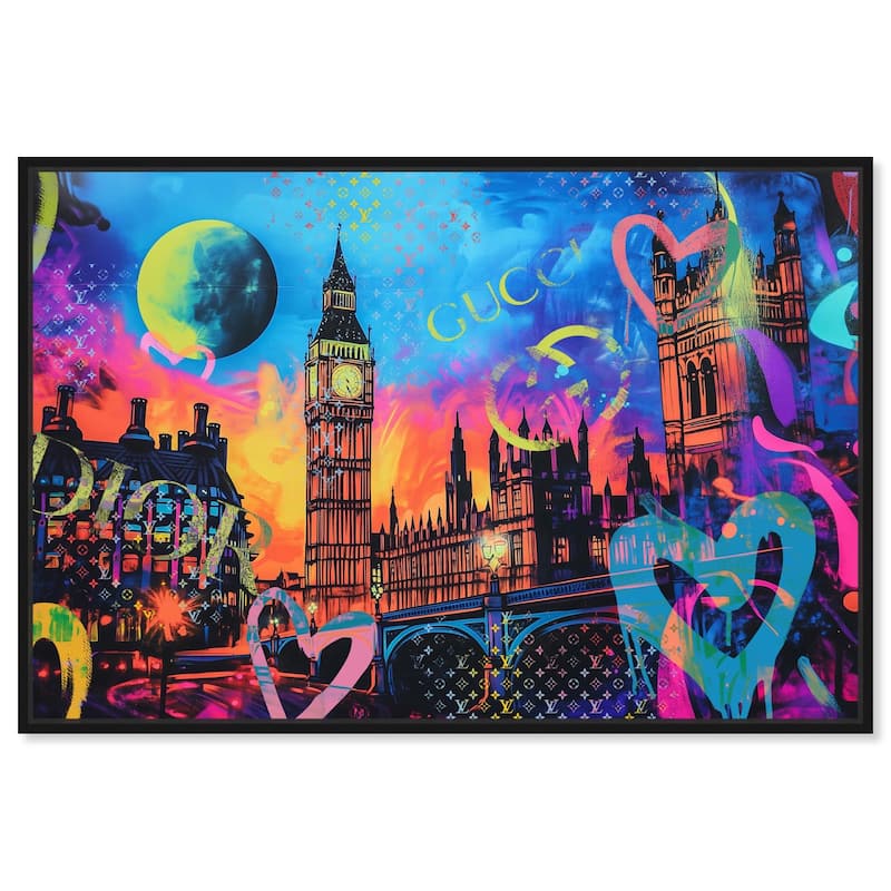 London Graffiti Canvas by Art Remedy - Black - 54" x 36"