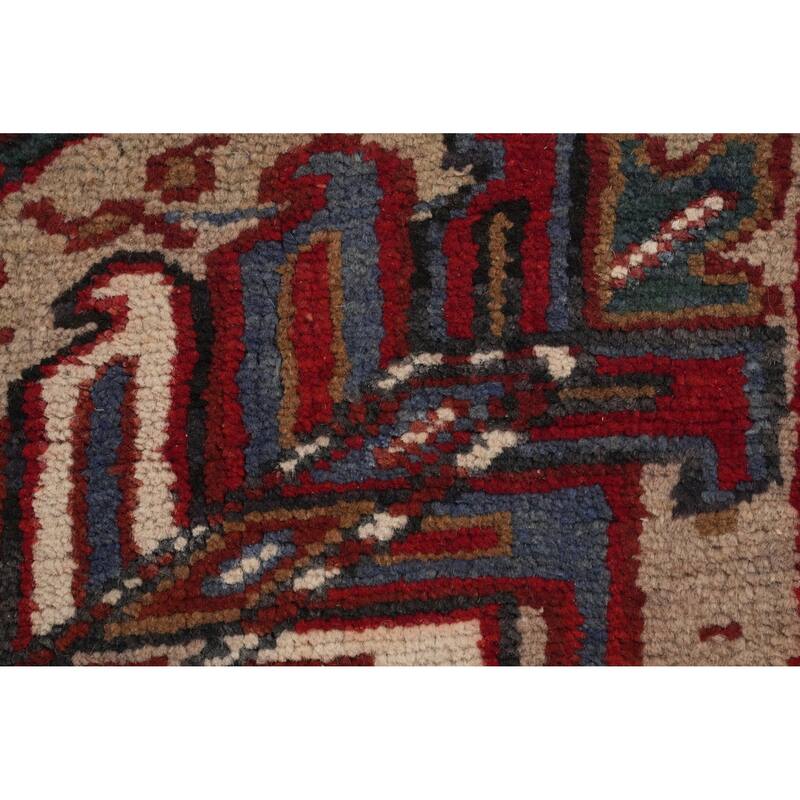 Hand Knotted Oriental 100% Wool Carpet Traditional Medallion Red Heriz Area Rug - 10' 1'' X 7' 7''