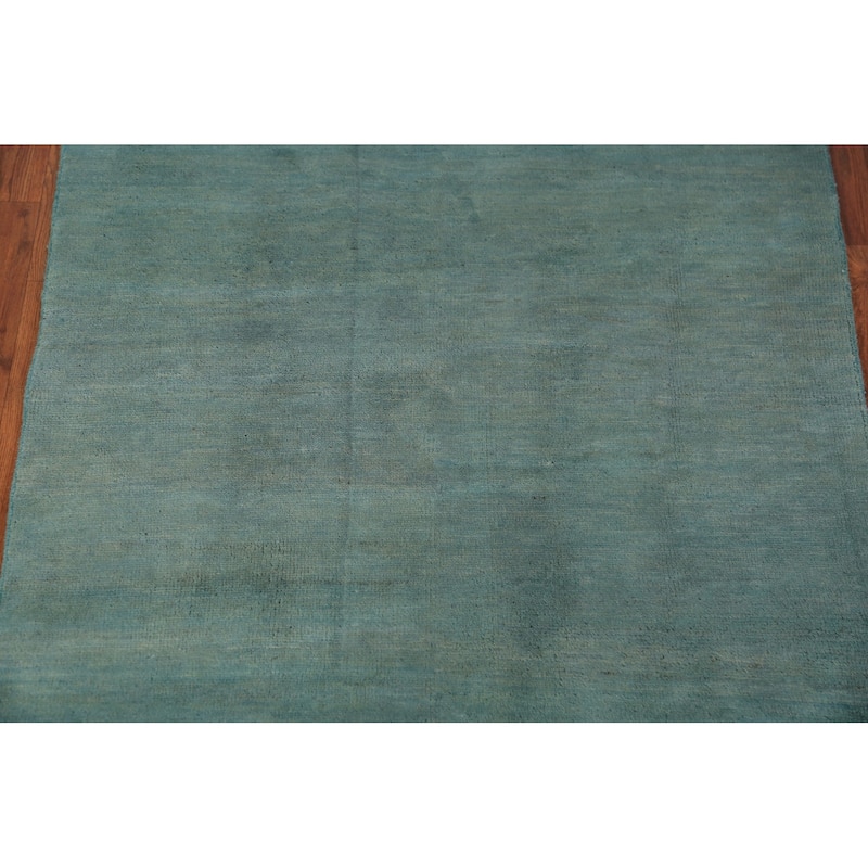 Modern Green Gabbeh Oriental Area Rug Bedroom Handmade Wool Carpet - 3'7" x 5'9"