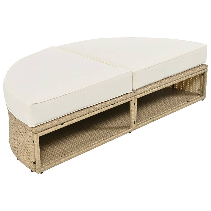 Outdoor Patio Daybed Wicker Rattan Double Daybed