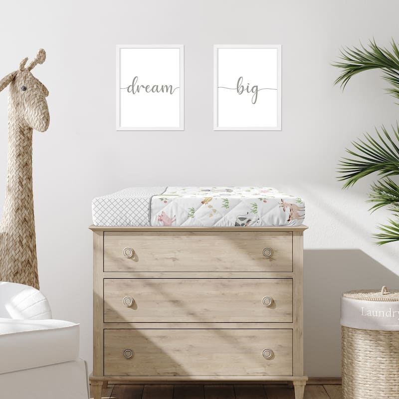 Farm Animals Collection Boy or Girl Changing Pad Cover - Watercolor Farmhouse Lattice Horse Cow Sheep Pig