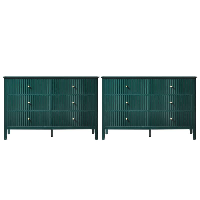 6 Drawer Dresser Fluted Modern with 5 Colors Available | High Weight Capacity Wood Dresser for Bedroom
