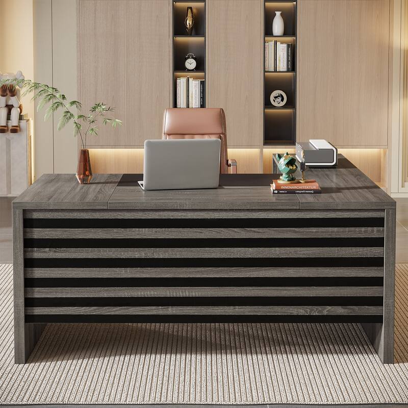 62.2" Executive Desk with Mobile File Cabinet, L-Shaped Office Desk for Home Office