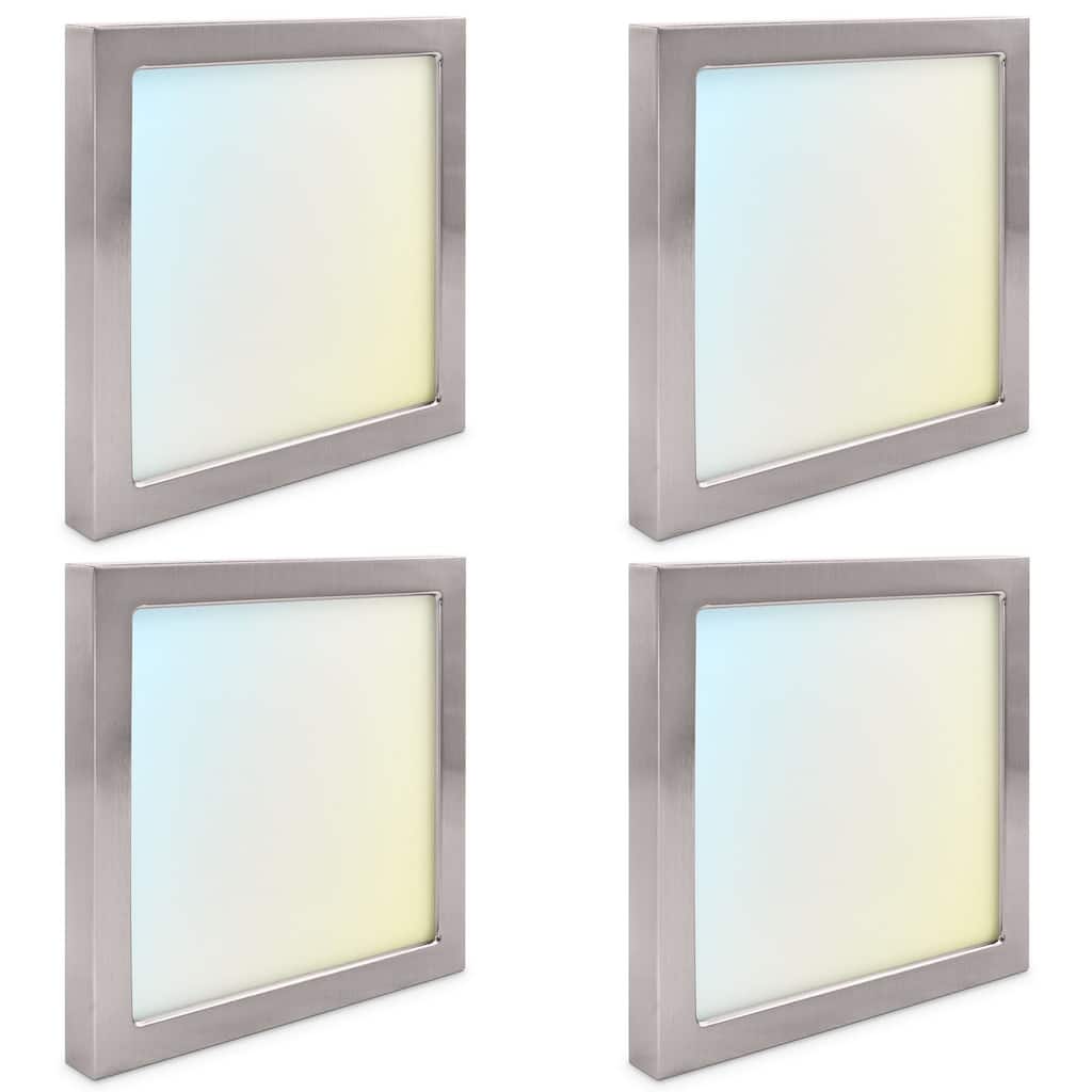 Luxrite 6 Inch Square LED Flush Mount Light, 15W 1000LM, 5CCT, Dimmable, Brushed Nickel 4-Pack
