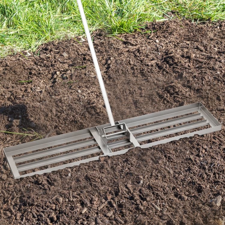 Heavy Duty Lawn Leveling Rake 46" x 10" Plate, 67" Anti-Slip Handle - 46" x 10"