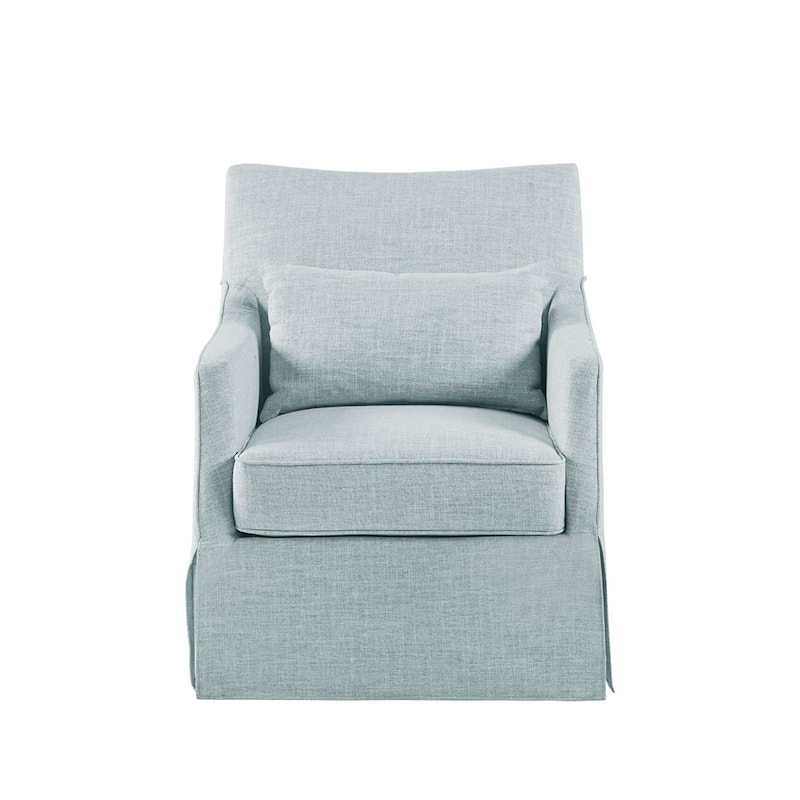 Fabric Swivel Armchair with Seat Cushion and Back Support Pillow