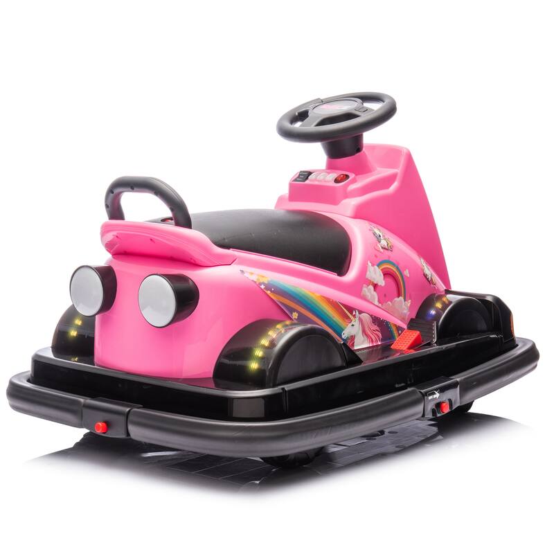 12V Kids Electric Bumper Car, Dual Motors, 360° Rotation, LED Flow Lights, Music, Horn & Fun Collision Effects for Ages 3-5