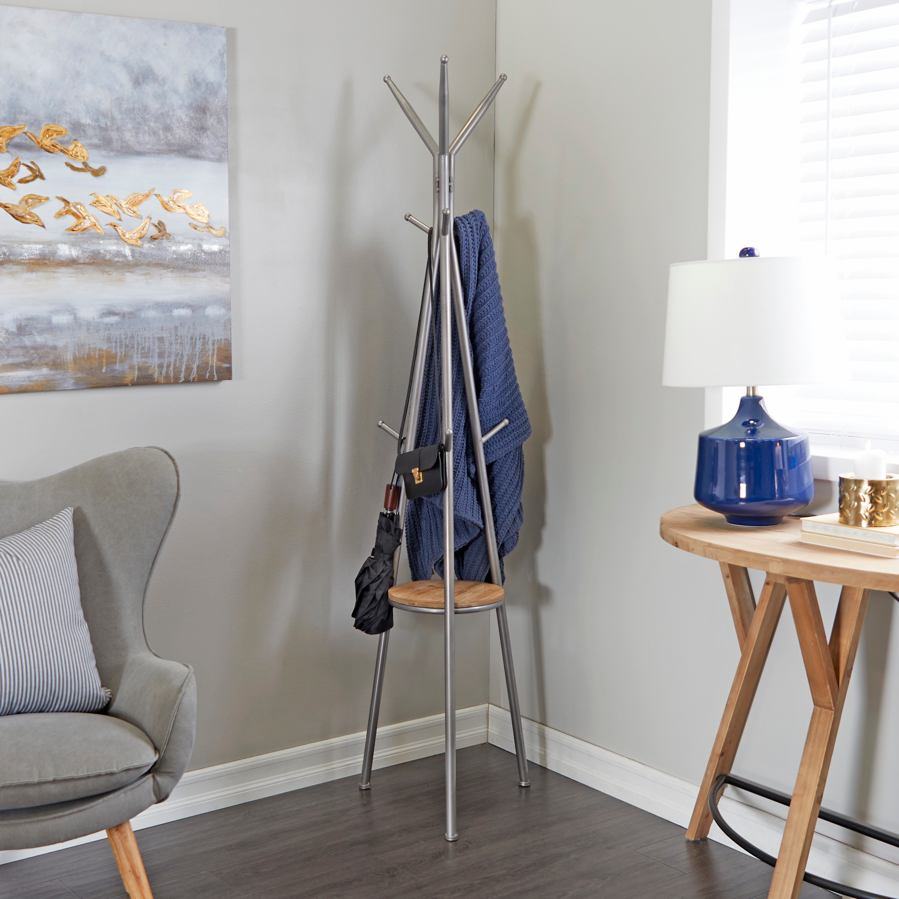 Safavieh Walter Distressed Gray 5-Hook Coat Stand Safavieh Walter Distressed Gray 5-Hook Coat Stand
