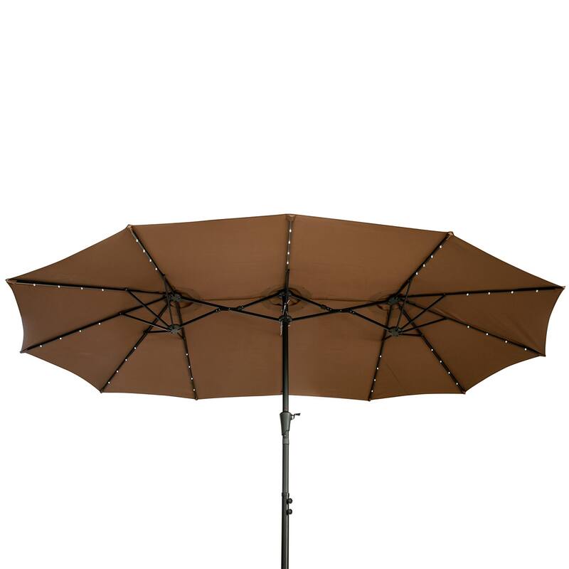 Ainfox 15ft Patio Umbrella with Base Outdoor Umbrella with Lights