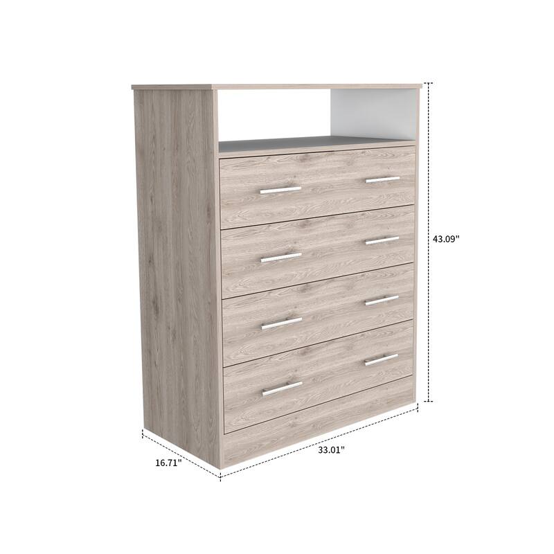 Classic Farmhouse Style Wood Storage Dresser, Wash Light Gray