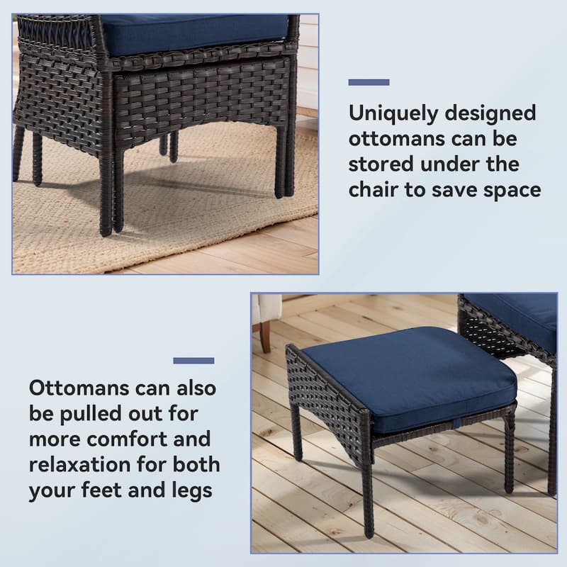 Cozywor 5-Piece Wicker Outdoor Patio Conversation Lounge Chair Set