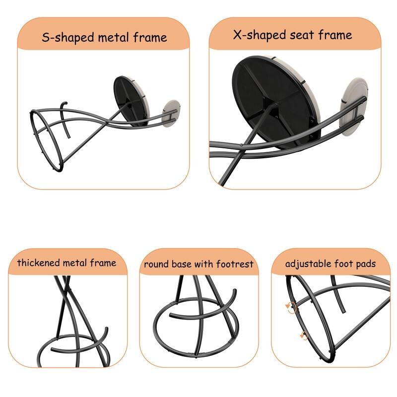 Round Bar Stools S-shaped Stripe Kitchen Stool Set of 2 Modern Velvet Upholstered Counter Chair for Dining Room