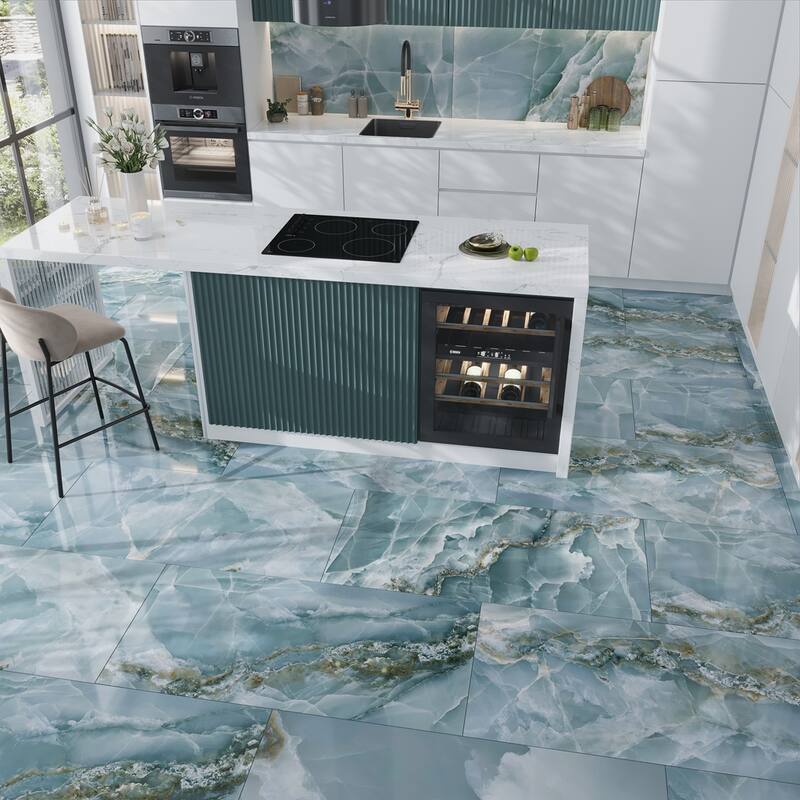 Apollo tile 24" x 48" Splendor Lappato Green Porcelain Tile (15.5 sq ft/case) - 2 Pack