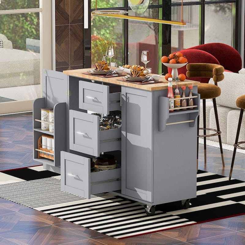 Rolling Kitchen Island Cart with Wheels and Storage