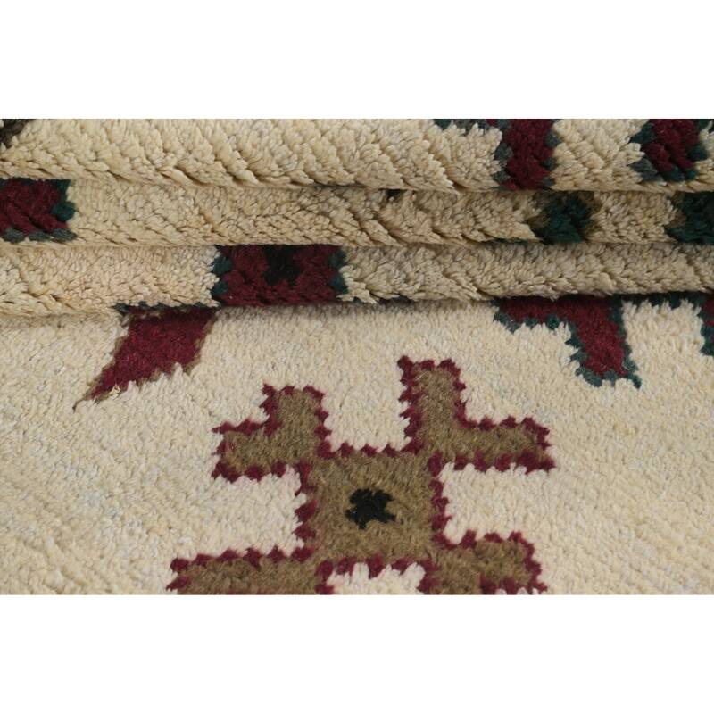 Geometric Moroccan Oriental Area Rug Wool Handmade Dining Room Carpet - 9'0" x 12'4"