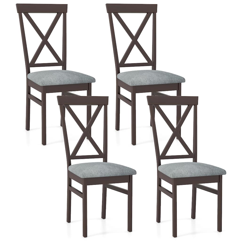 Gymax Modern Dining Chairs Set of 4 w/ Rubber Wood Frame Hollowed