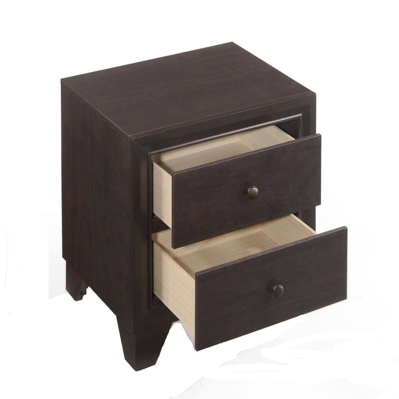 Espresso 2-Drawer Nightstand with Wooden Bracket Legs