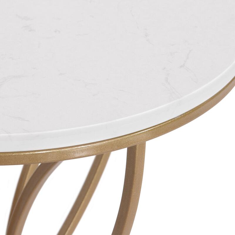 Maypex White Quartz Stone Accent Table