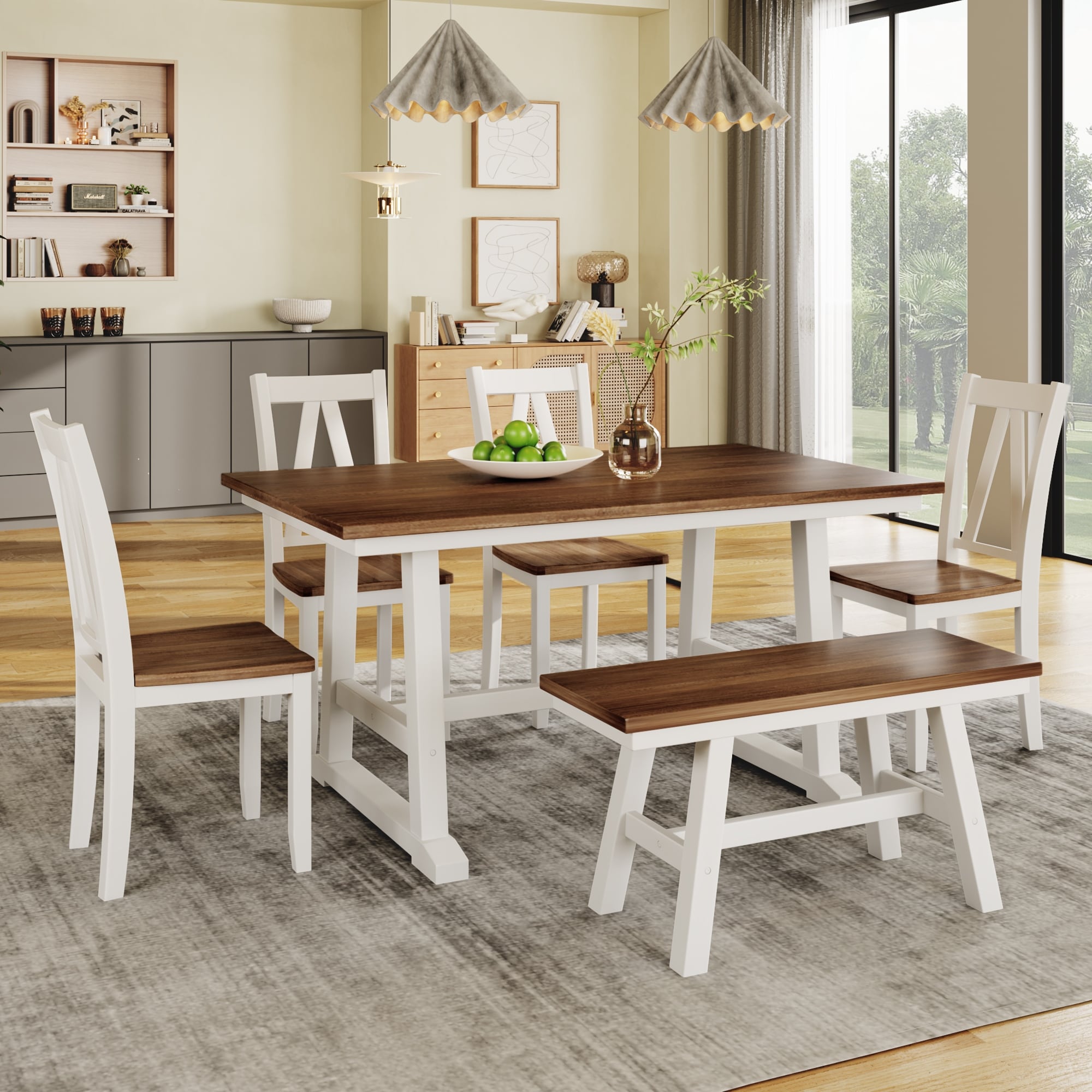 6 person farmhouse dining table best sale