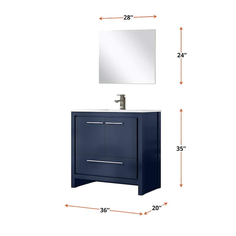 Lafarre Bath Vanity with Quartz Top, Sink, Mirror and Chrome Faucet