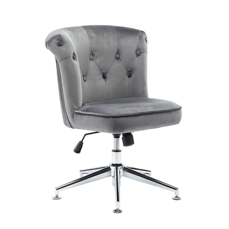 Porthos Home Quoba Tufted Velvet Office Chair, Castors and Footers Both Included