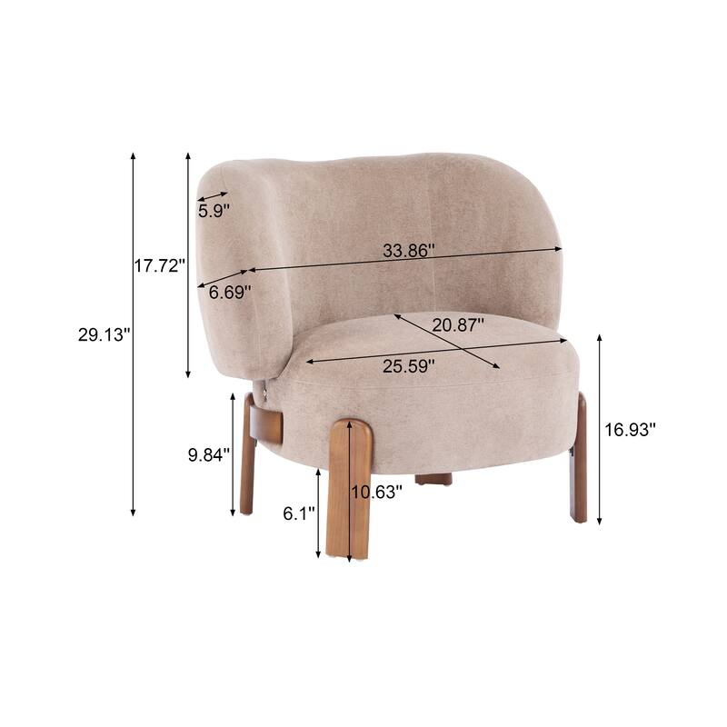 Roomfitters Modern Wingback Armchair with Curved Backrest, Upholstered Accent Seating for Living Room Comfort