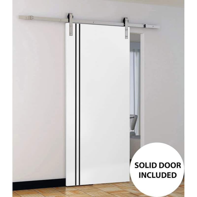Sturdy Barn Door 18 x 80 Planum 0016 White Silk with 6.6FT