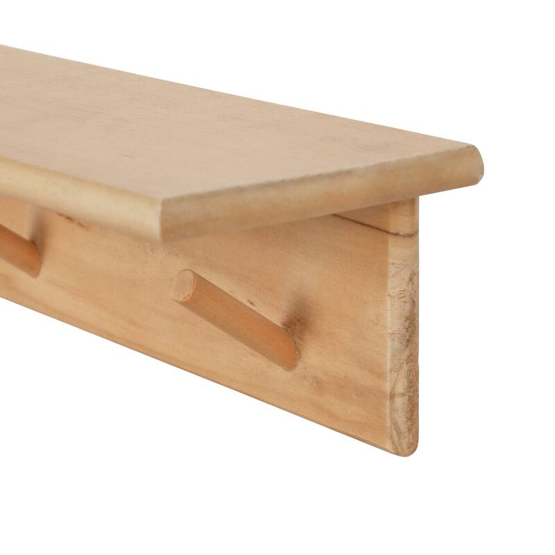 Kate and Laurel Alta Floating Wood Shelf with 5 Posts