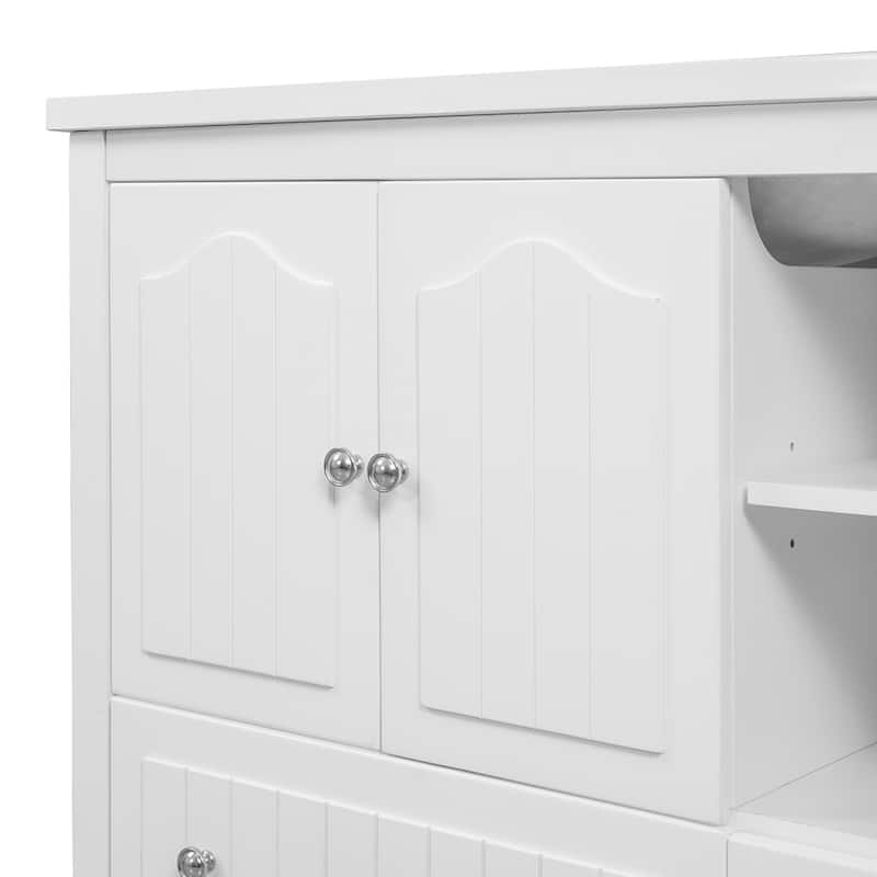 36" Bathroom Vanity with Ceramic Basin - Storage Cabinet with Drawers
