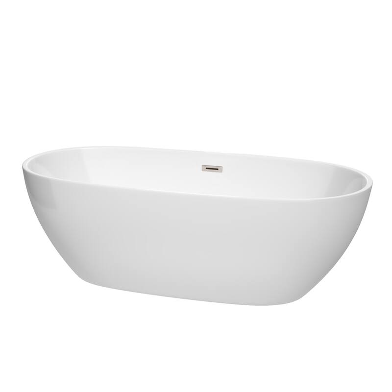 Wyndham Collection Juno 71" Free Standing Acrylic Soaking Tub with - White / Brushed Nickel Trim