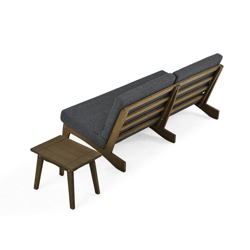 3-Seat Outdoor Sofa Set with Solid Wood Coffee Table, Weather-Resistant Cushions