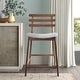 preview thumbnail 4 of 17, Set of 2 Counter Stools Open Back Medium Dark Wood Cushion Tall Chairs For Restaurant Bar Home