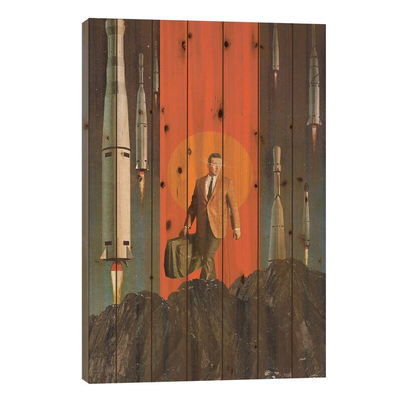 The Departure Print On Wood by Frank Moth - Multi-Color - 26x18x1.5