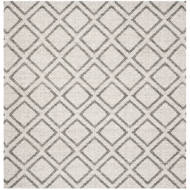 SAFAVIEH Handmade Micro-Loop Raven Wool Rug - 5' Square - Silver/Dark Grey